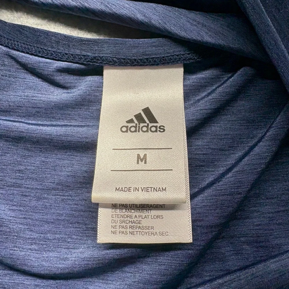 Adidas Womens Navy Turquoise 3-Stripe Tankini Swim Top Size Medium Sporty V-Neck